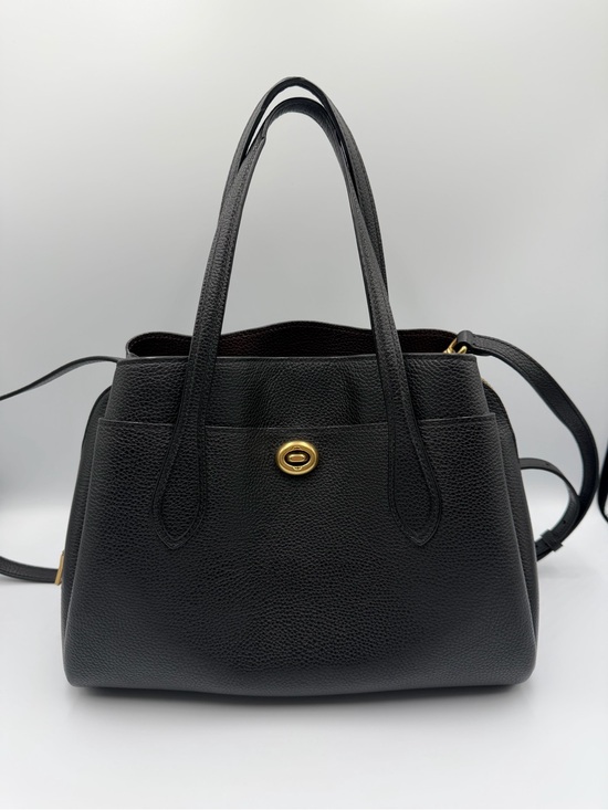 Coach Handbags - Coach Lora Carryall 30 Black Leather Satchel Crossbody 91740